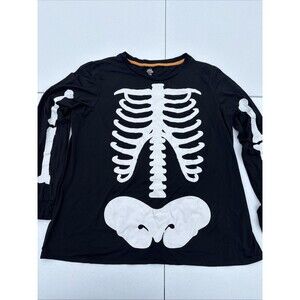 Celebrate Halloween T-Shirt Adults Sz Large (12-14) Black Skeleton Rib Cage